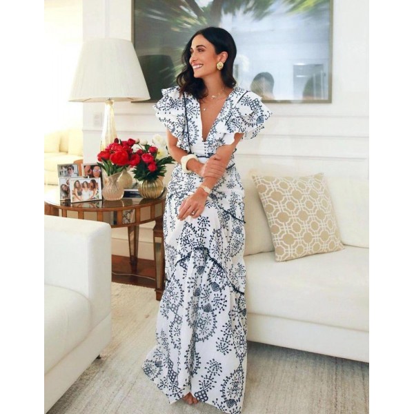 Blown Away By You Printed Maxi Dress