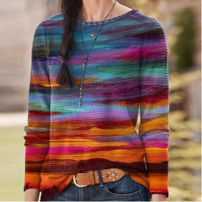 Colorful Long Sleeve Printed Top