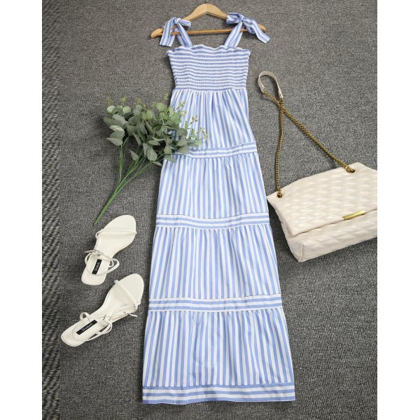 Comfy Elastic Smocking Sleeveless Maxi Dress