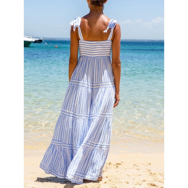 Comfy Elastic Smocking Sleeveless Maxi Dress