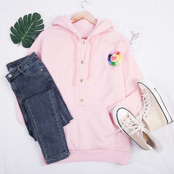 Comfy Plain Long Sleeve Sweatshirt & Hoodie