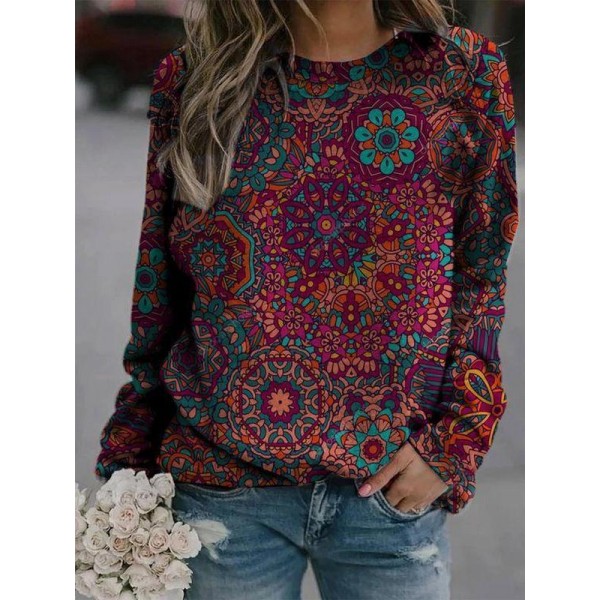 Floral Printed Round Neck Top