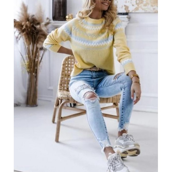 Fresh Yellow Long Sleeve Sweater