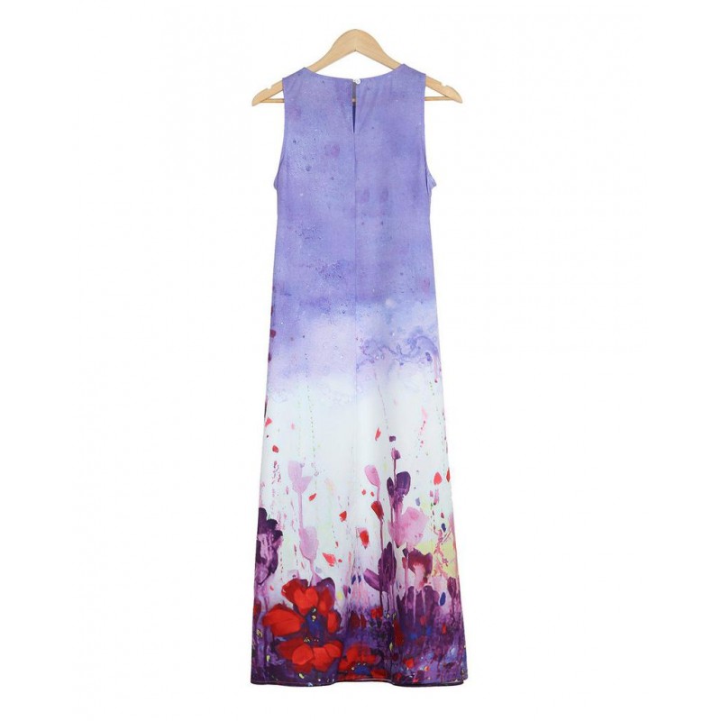 Glamorous Purple Sleeveless Printed Midi Dress