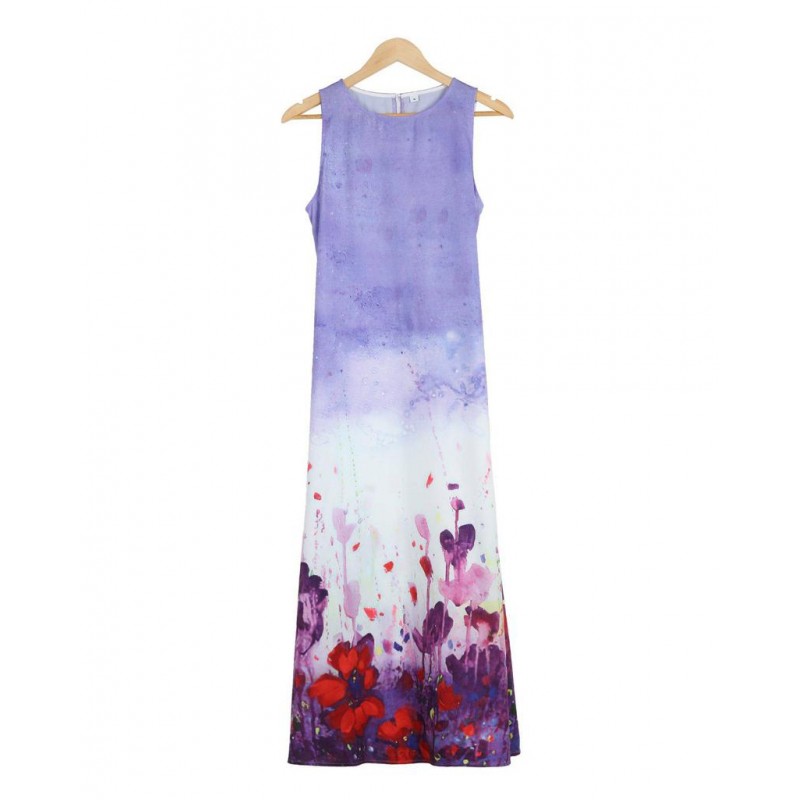 Glamorous Purple Sleeveless Printed Midi Dress