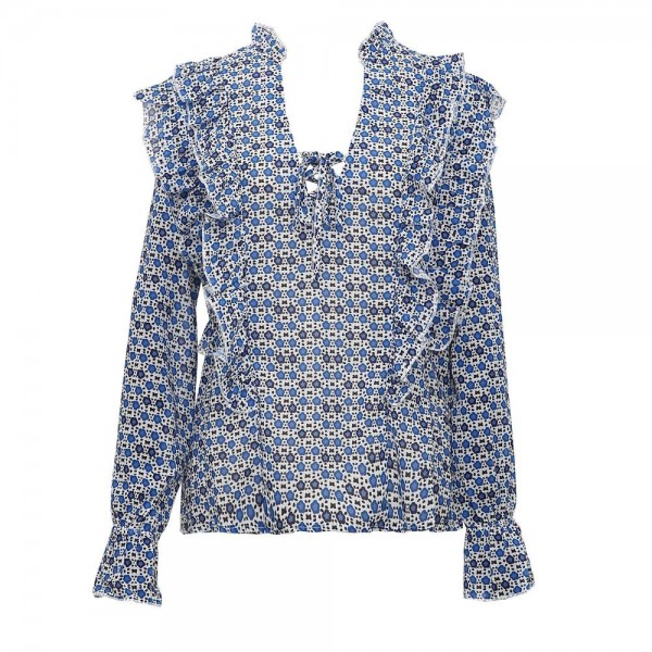 Land of Plenty Blue Floral Print Blouse