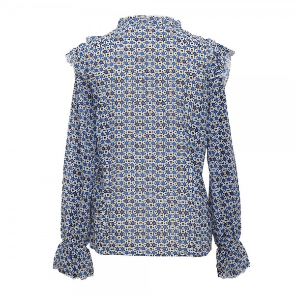 Land of Plenty Blue Floral Print Blouse