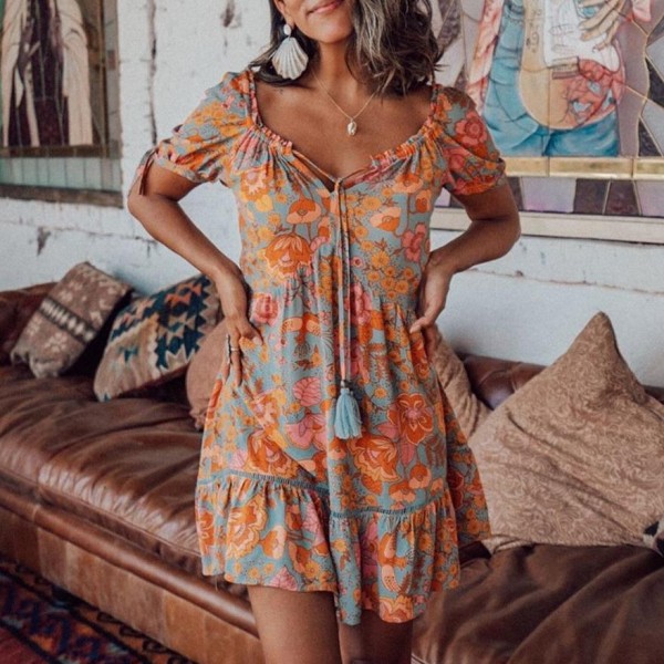 Love Child Floral Print Mini Dress