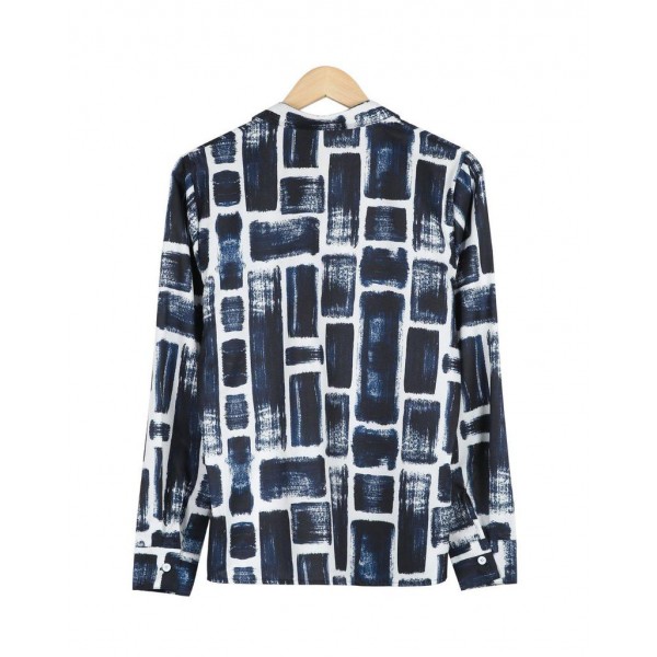 Modest Print Button Front Closure Long Sleeve Shirt