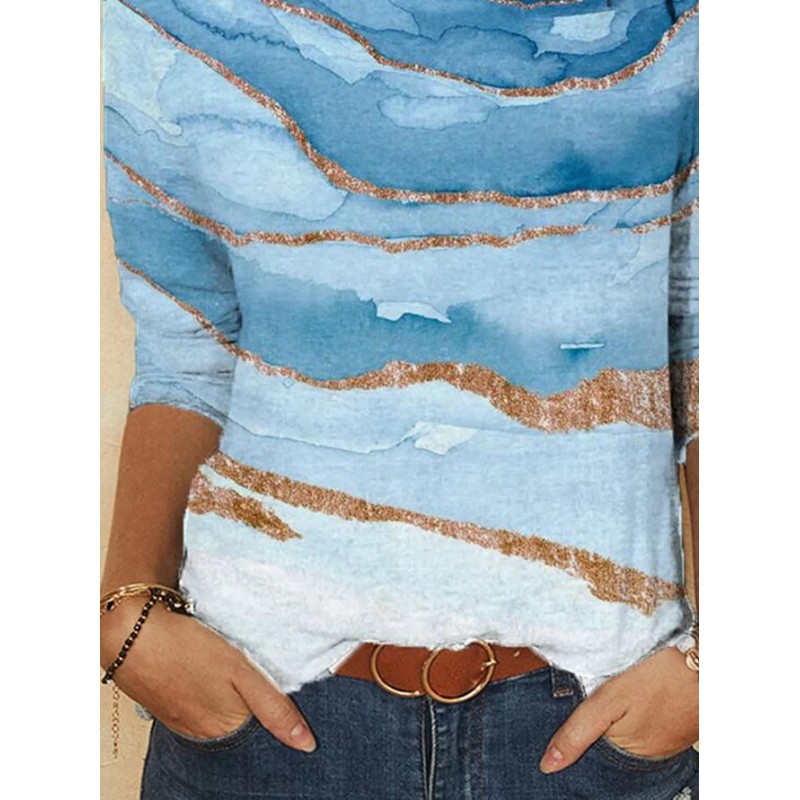 Mood-Lifting Blue Print Long Sleeve Tee