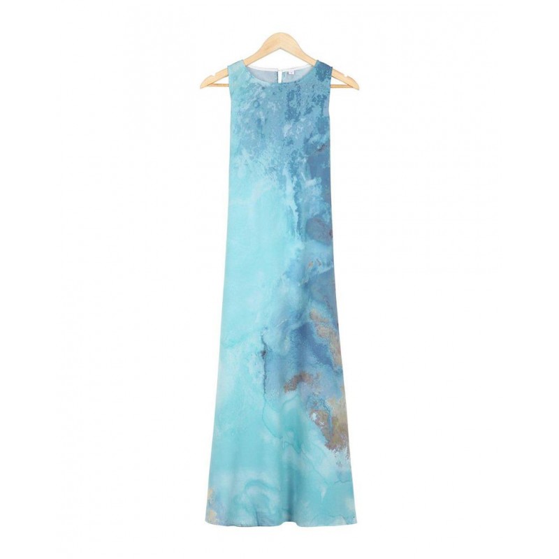 Mood-Lifting Print Sleeveless Midi Dress