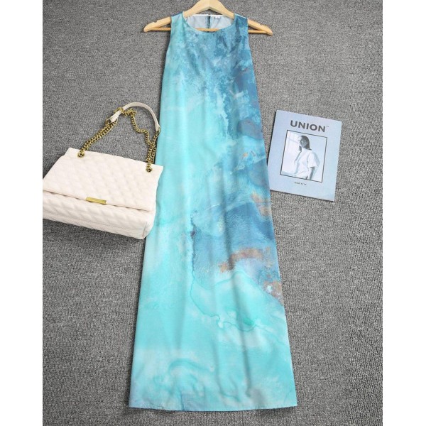 Mood-Lifting Print Sleeveless Midi Dress