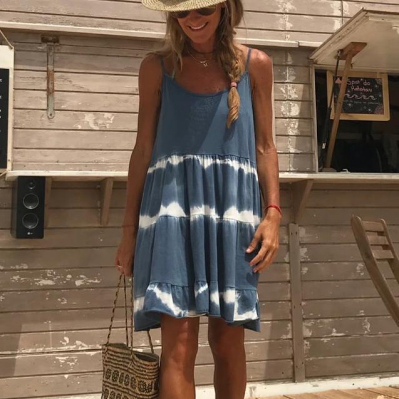 One Fine Day Blue Tie Dye Dress