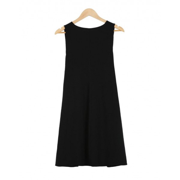 Simple Black V-Neck Sleeveless Mini Dress