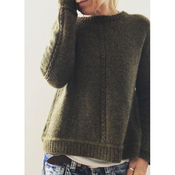 Simple Scoop Neck Long Sleeve Sweater