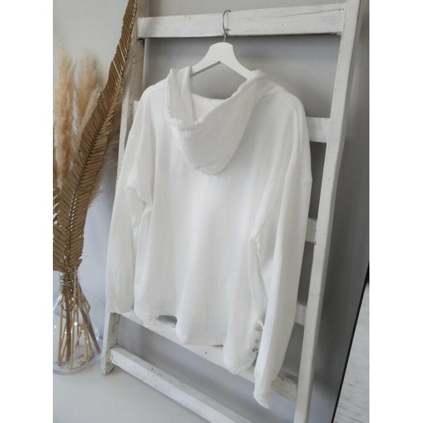 Simple White Long Sleeve Hoodie