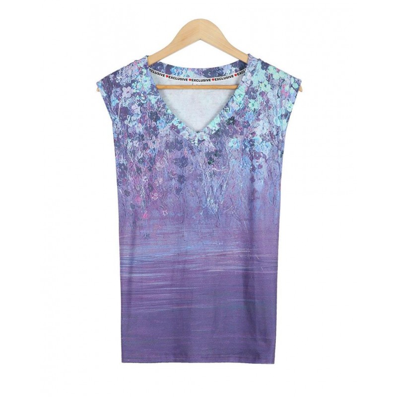 Stunning V-Neck Sleeveless Printed Top