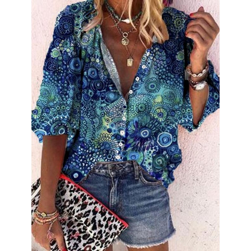 Stylish 3/4 Sleeve Printed Shirt