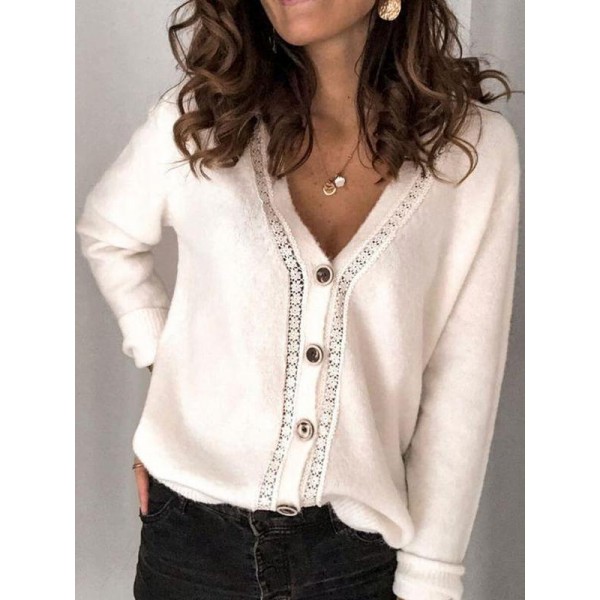 Stylish Button Front Long Sleeve Sweater Cardigan