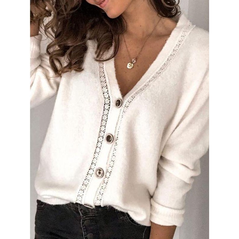 Stylish Button Front Long Sleeve Sweater Cardigan