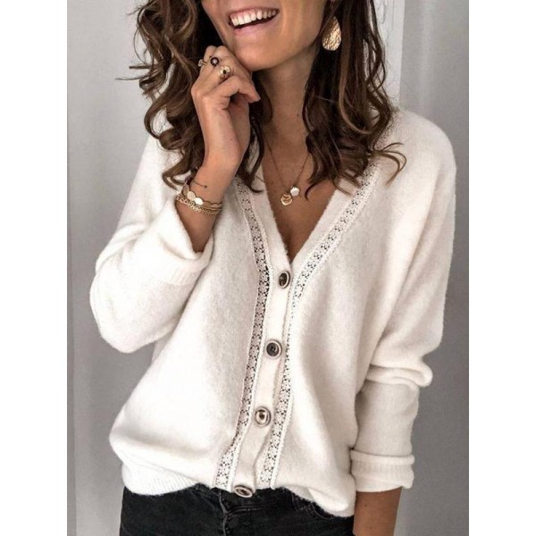 Stylish Button Front Long Sleeve Sweater Cardigan