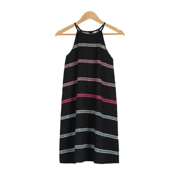 Stylish Striped Print Halter Mini Dress