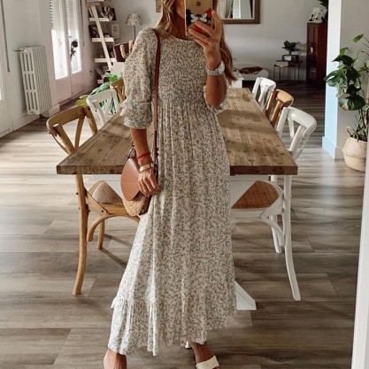 Sweet as Honey Floral Print Maxi Dress