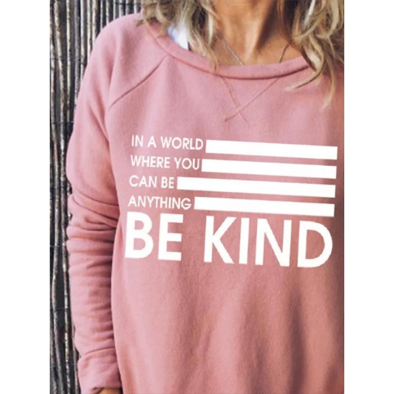 Sweet Pink Crew Neck Long Sleeve Sweatshirt