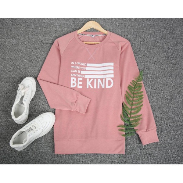 Sweet Pink Crew Neck Long Sleeve Sweatshirt