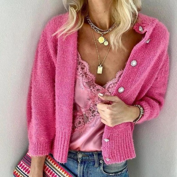 Sweet Pink Patchwork Lace Cami