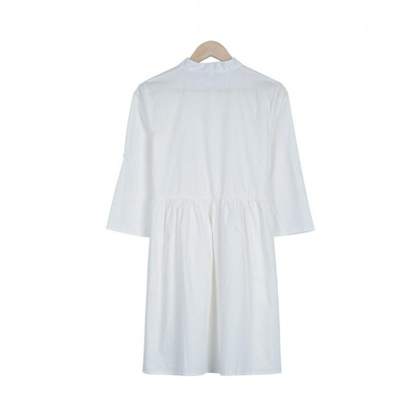 Temperament White Plain Mini Dress