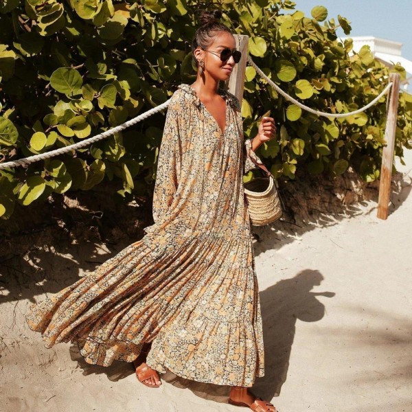 Toes in the Sand Floral Print Maxi Dress