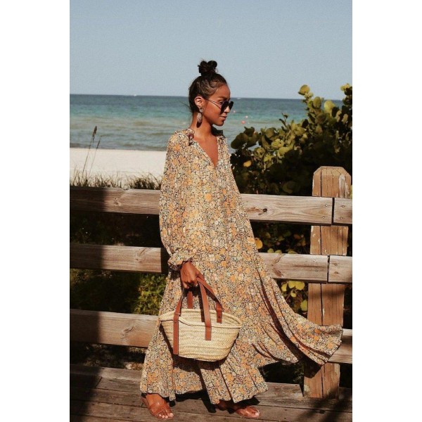 Toes in the Sand Floral Print Maxi Dress