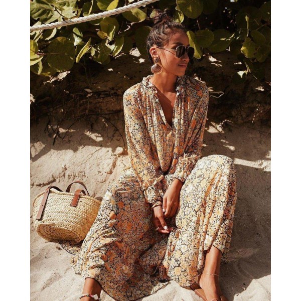 Toes in the Sand Floral Print Maxi Dress