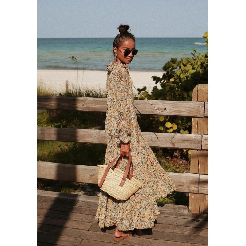 Toes in the Sand Floral Print Maxi Dress