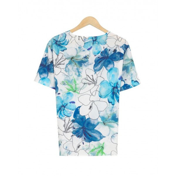 Trendy V-Neck Short Sleeve Printed T-Shirt