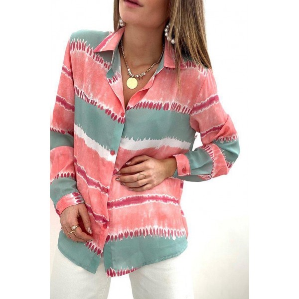 Chic Color Block Long Sleeve Shirt