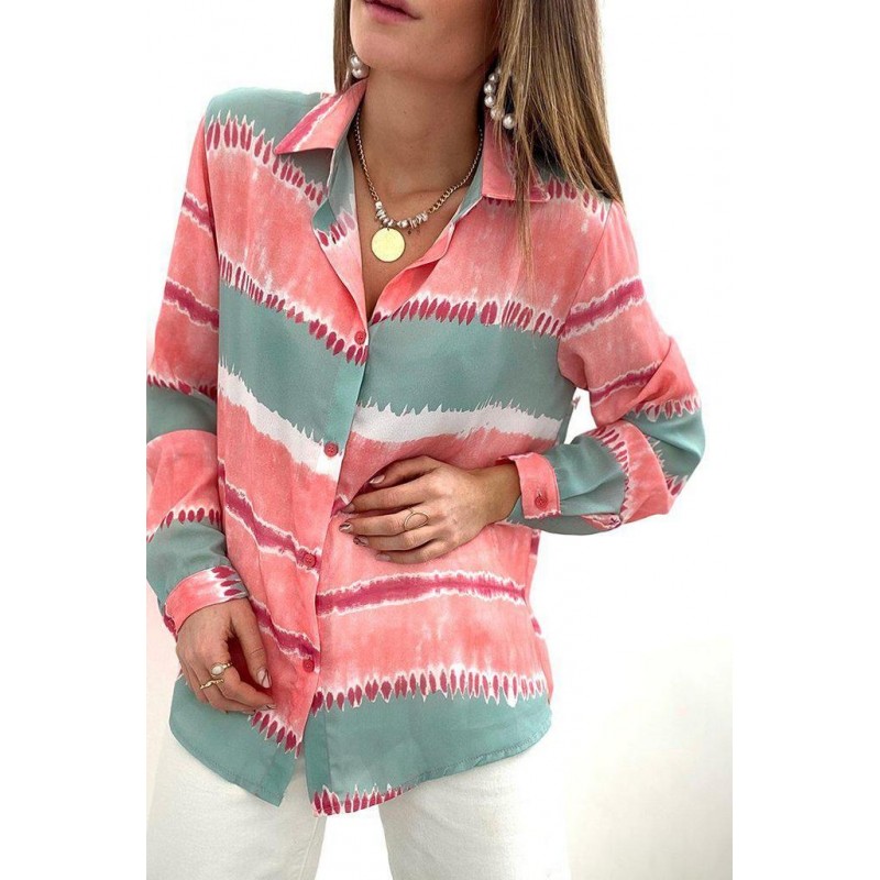 Chic Color Block Long Sleeve Shirt