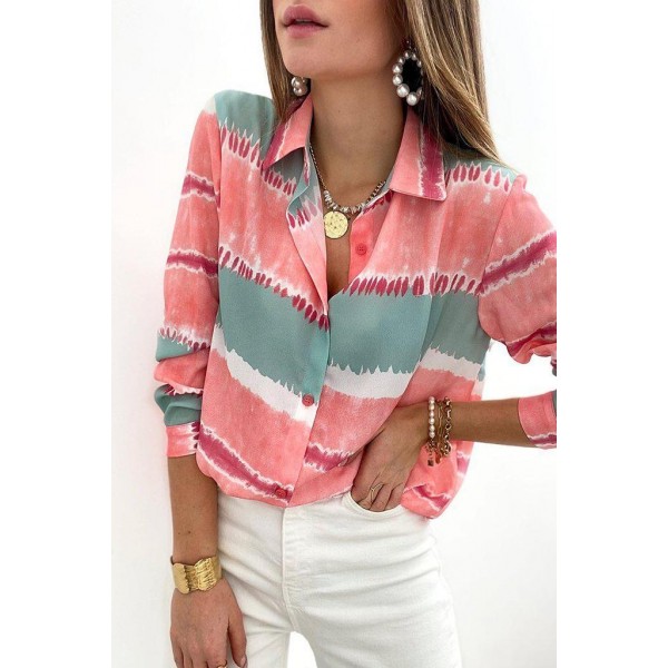 Chic Color Block Long Sleeve Shirt