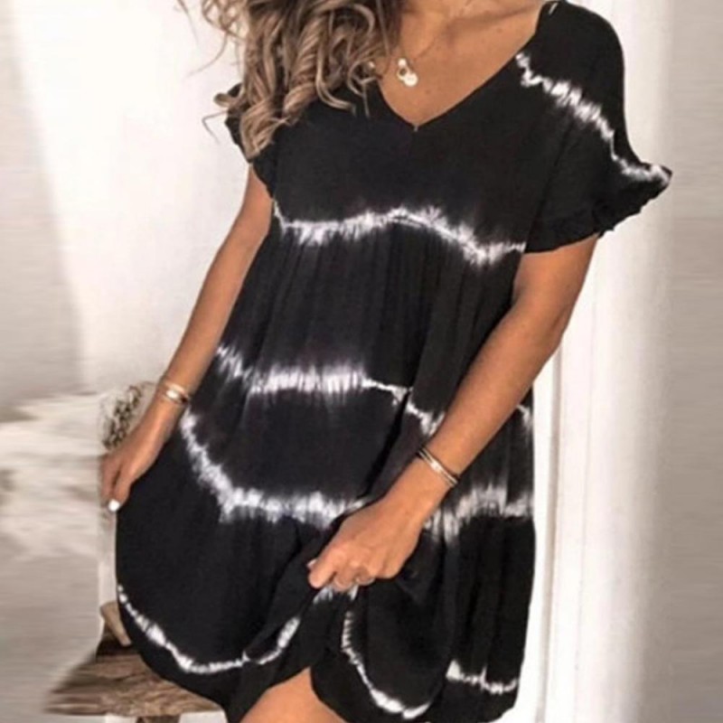 Comfy V-Neck Short Sleeve Mini Dress