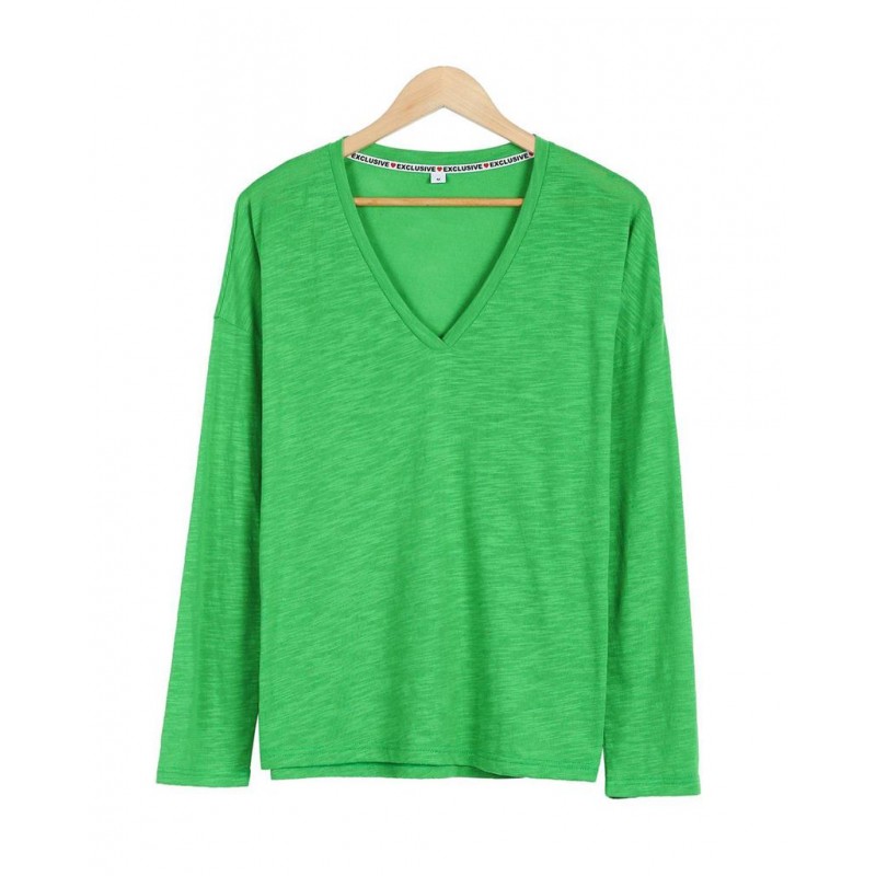 Stunning Green Plain Long Sleeve Top