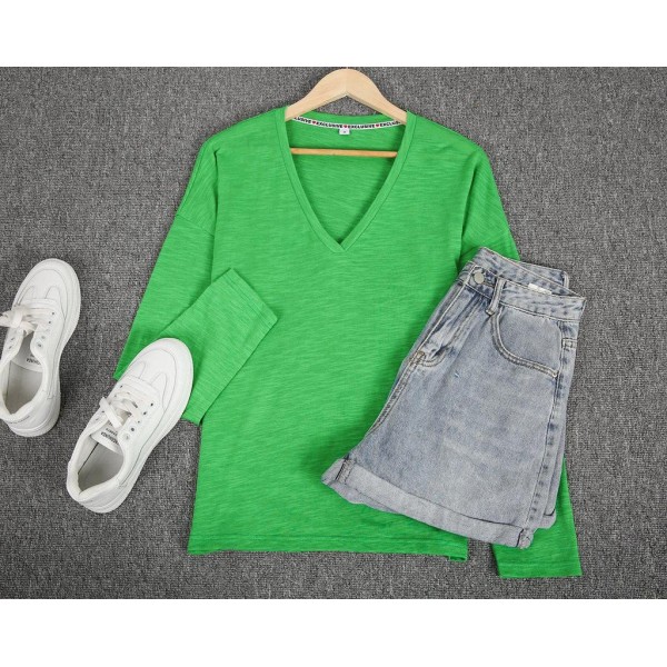 Stunning Green Plain Long Sleeve Top