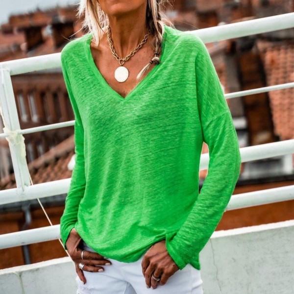 Stunning Green Plain Long Sleeve Top