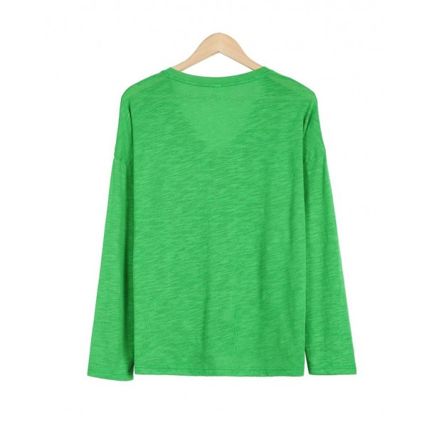 Stunning Green Plain Long Sleeve Top