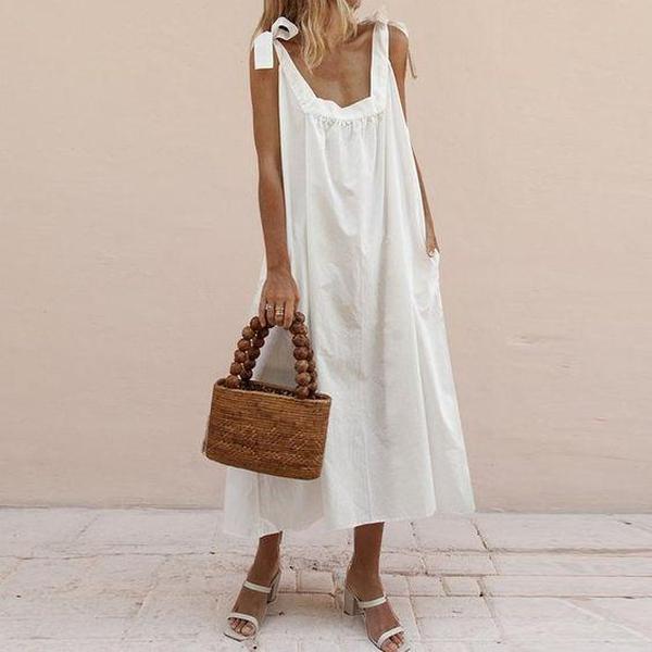 Elegant Sleeveless Ruffle Babydoll Maxi Dress