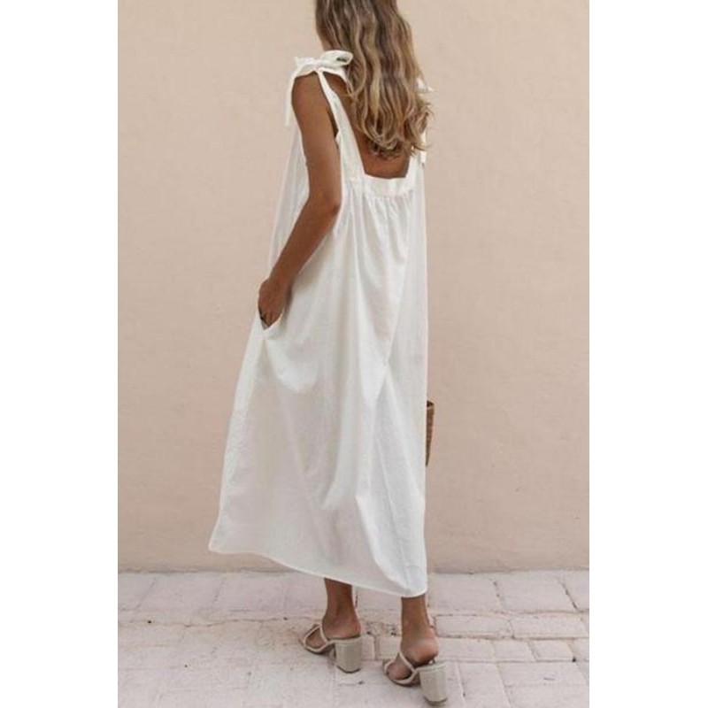 Elegant Sleeveless Ruffle Babydoll Maxi Dress