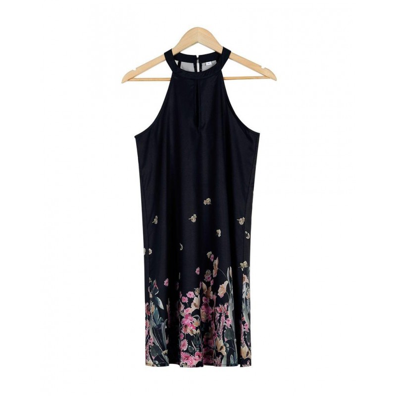 Elegant Floral Print Sleeveless Mini Dress