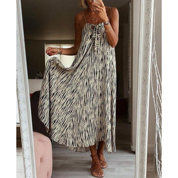 Sexy Sleeveless Print Maxi Dress