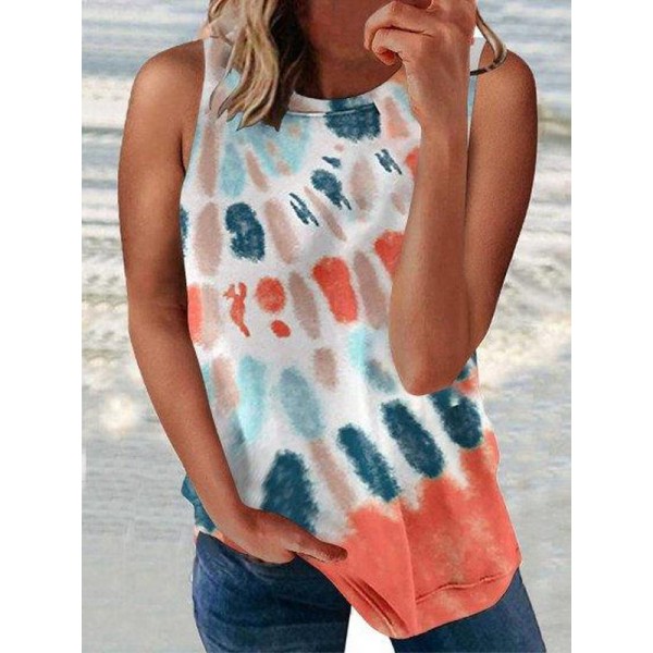 Showy Tie Dye Print Sleeveless Top