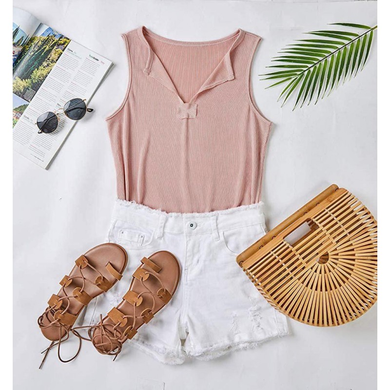 Youthful Pink Plain Sleeveless Top